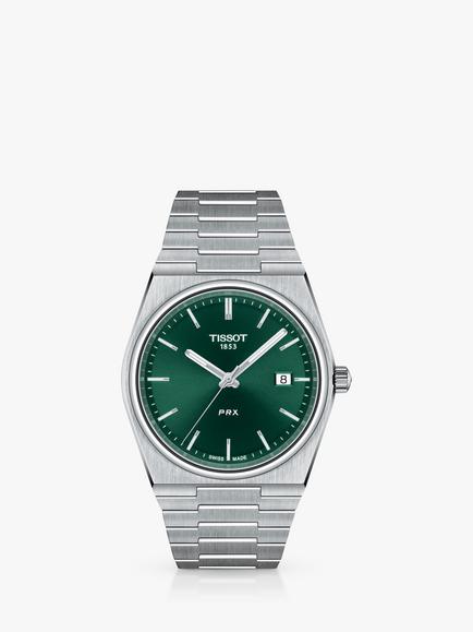Tissot Men's PRX Date Bracelet Strap Watch, Silver/Green T1374101109100