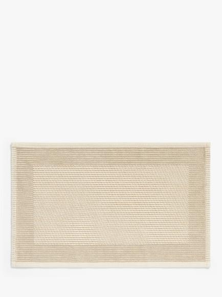 John Lewis Linen Blend Border Bath Mat, Natural, Natural