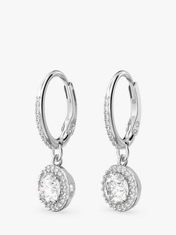 Swarovski Constella Round Crystal Hoop Earrings, Silver - view 2, Silver