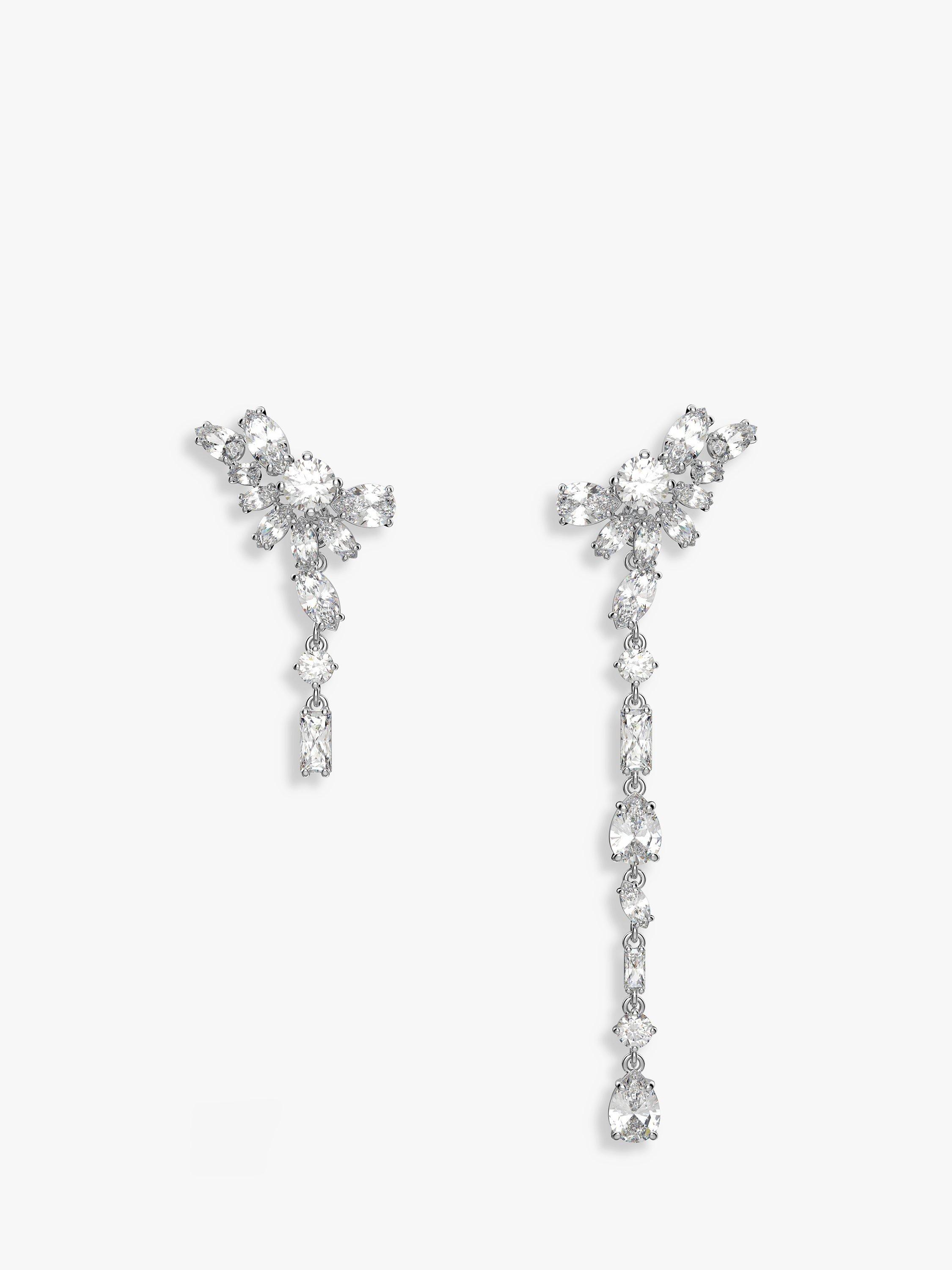 Swarovski Gema Crystal Drop Earrings, Silver/Clear