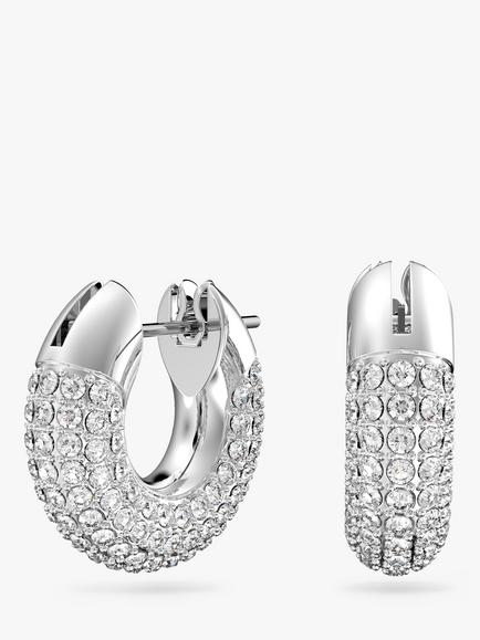 Swarovski Dextera Crystal Pave Hoop Earrings, Silver, Silver