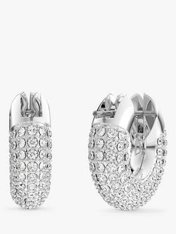 Swarovski Dextera Crystal Pave Hoop Earrings, Silver - view 2, Silver