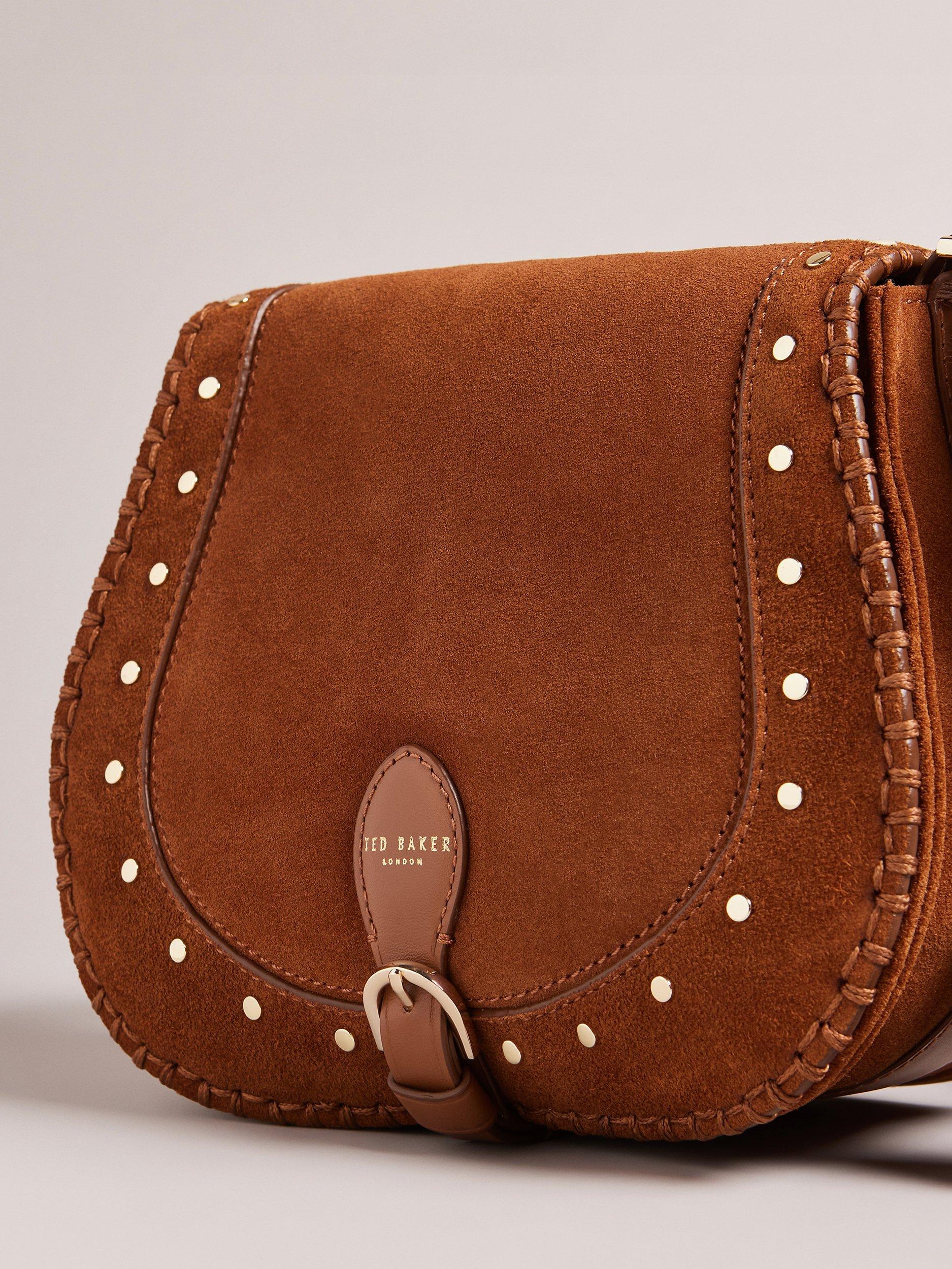 Ted Baker Kalrin Suede Studded Saddle Bag, Brown