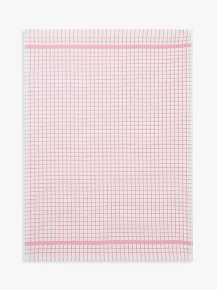 John Lewis Check Terry Cotton Tea Towel, Orchid