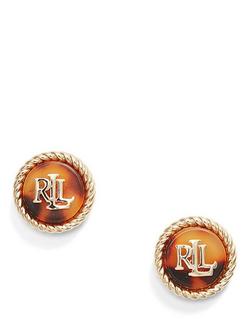 Lauren Ralph Lauren Logo Tortoise Button Stud Earrings, Gold, Gold