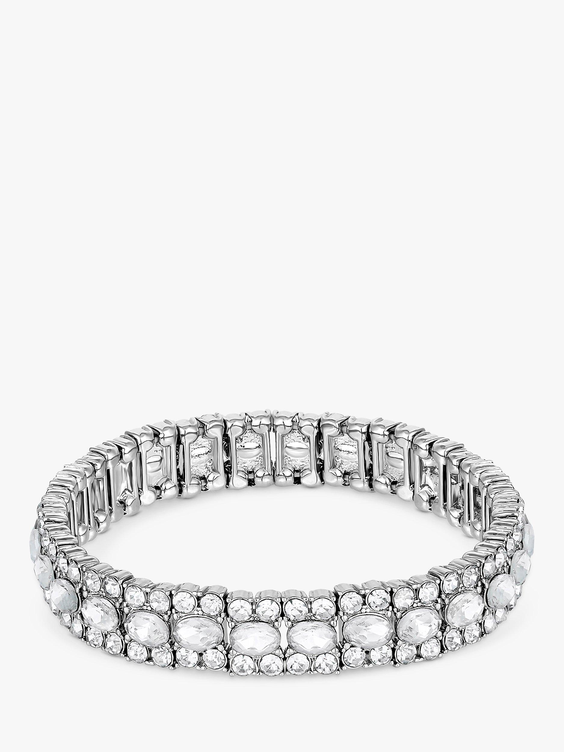 Jon Richard Crystal Cubic Zirconia Stretch Bracelet, Silver
