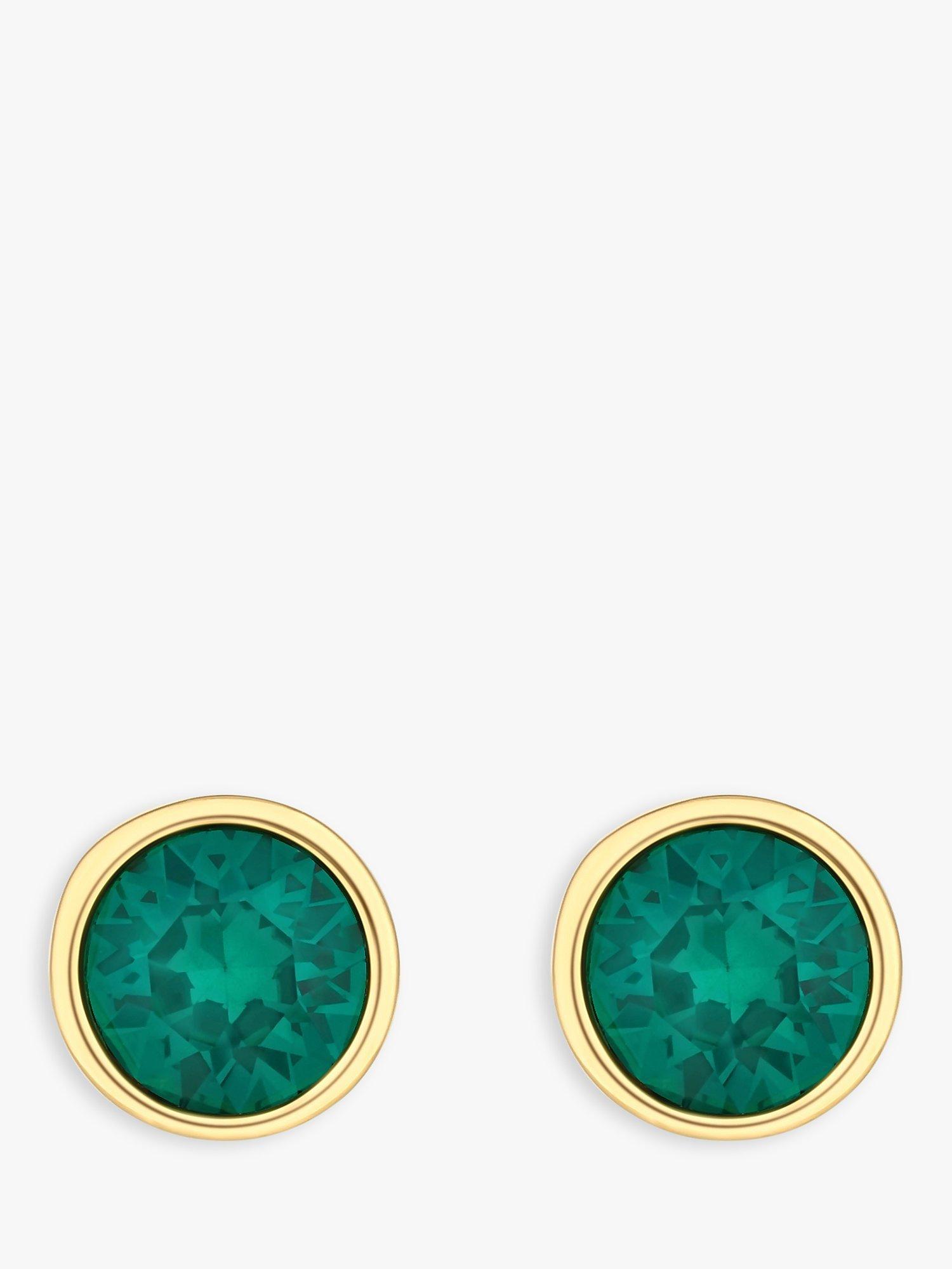 Jon Richard Radiance Round Crystal Stud Earrings, Gold/Emerald