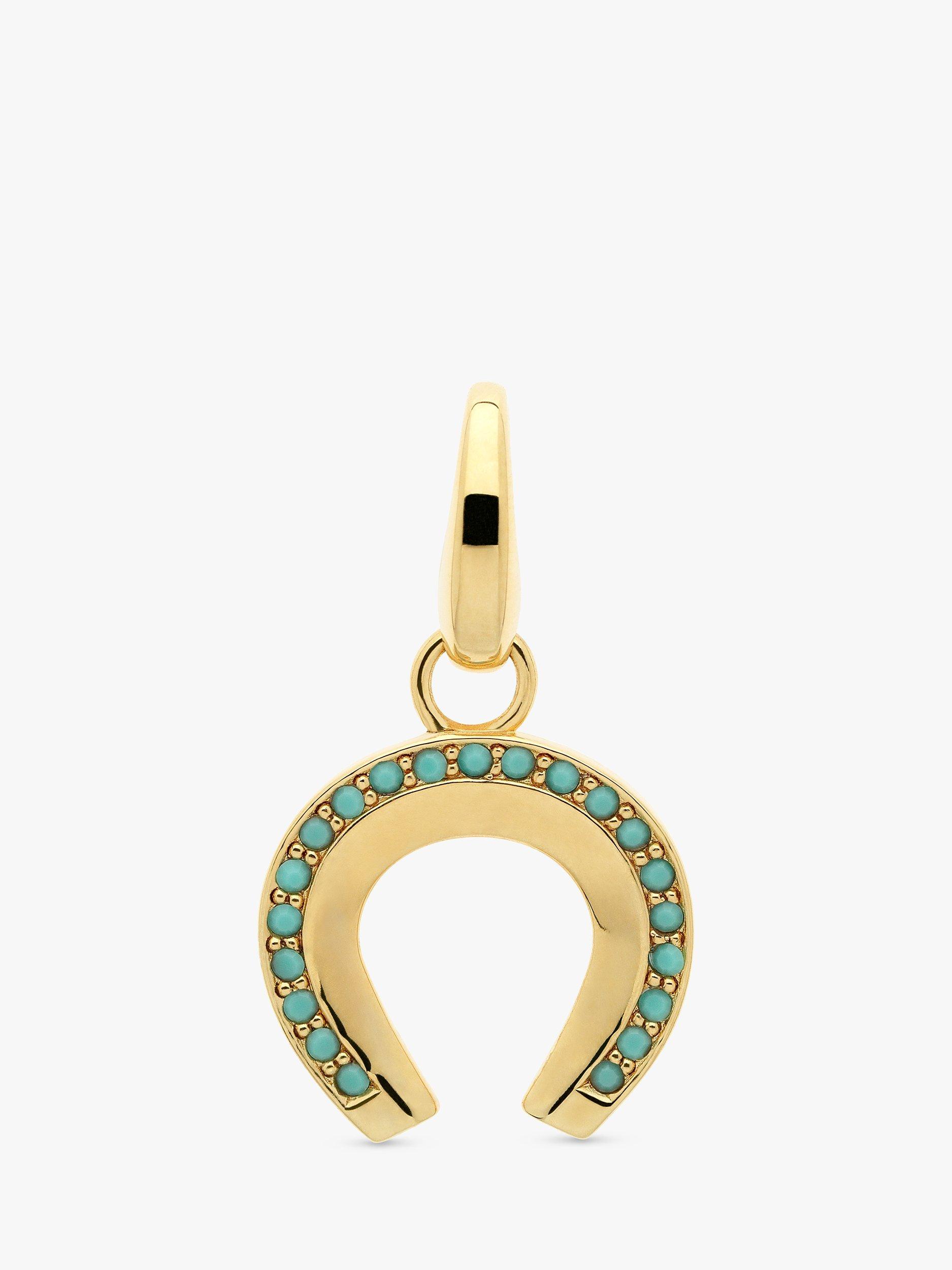 Product image 1 of 1, which shows Melissa Odabash Horseshoe Crystal Charm, Gold/Turquoise