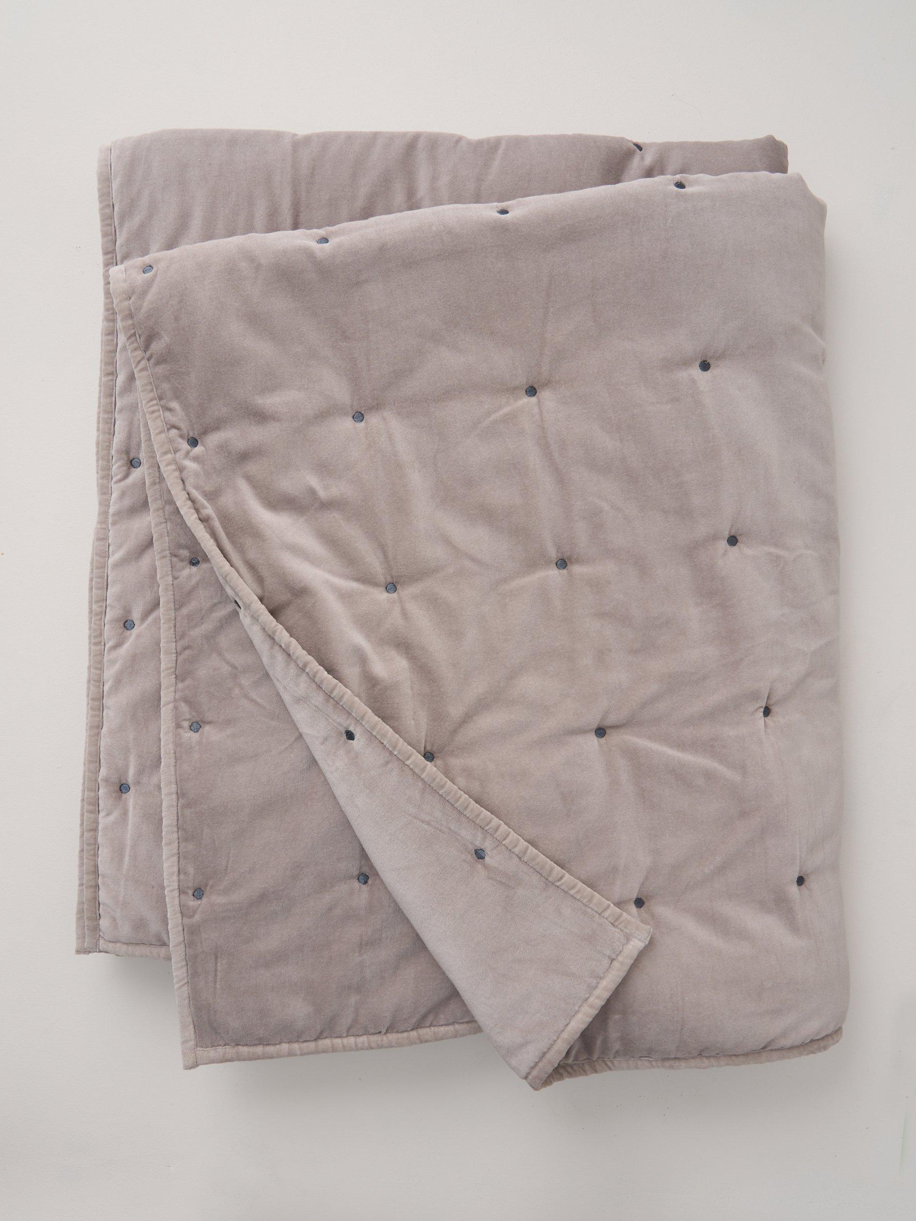 Truly Cotton Velvet Throw Grey