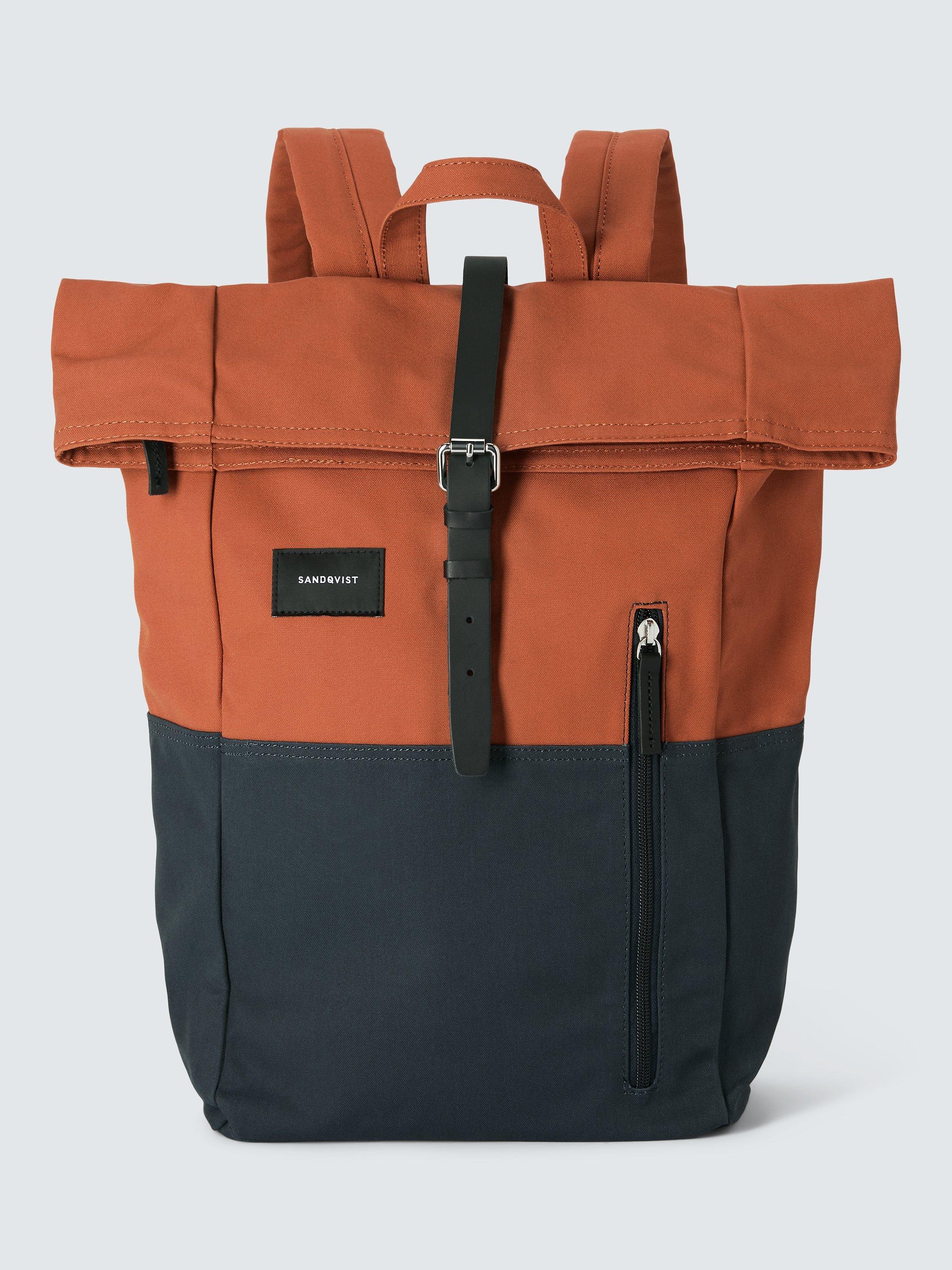 Sandqvist Dante Roll-Top Backpack, Orange/Navy