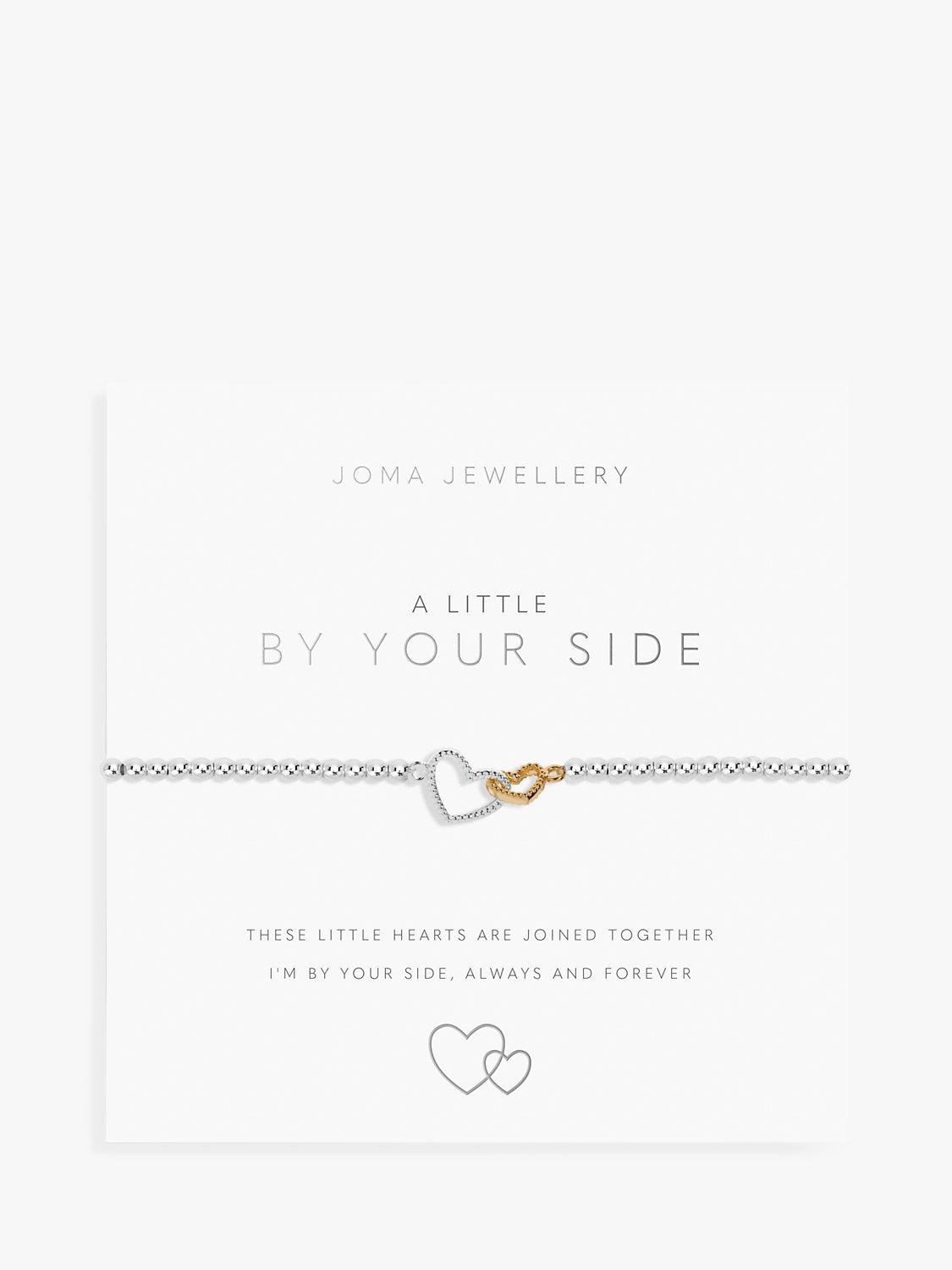 Joma Jewellery A Little By Your Side Two Toned Heart Beaded Stretch Bracelet, Silver