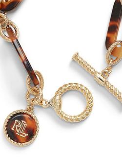 Lauren Ralph Lauren Tortoise Flex Link Bracelet, Gold - view 2, Gold