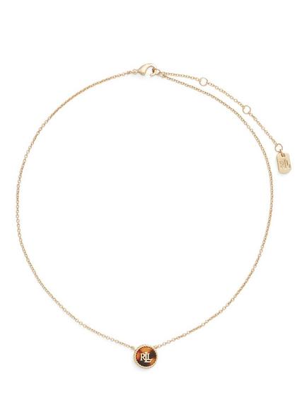 Lauren Ralph Lauren Faux Tortoise Logo Pendant Necklace, Gold, Gold