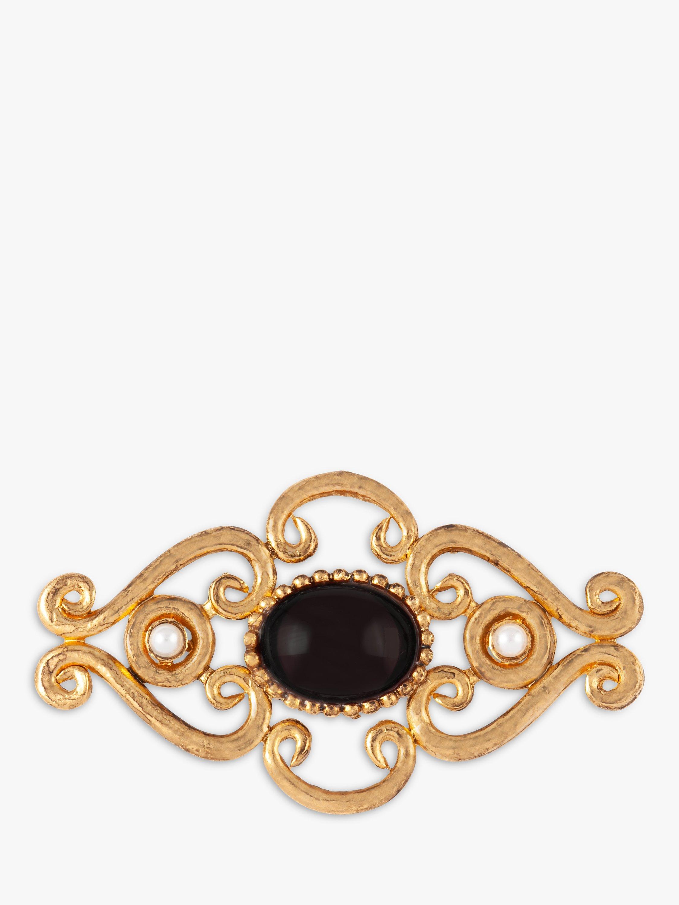 Product image 1 of 3, which shows Susan Caplan Pre-Loved Victorian Revival Swarovski Crystal Scroll Brooch, Dated Circa 1980s