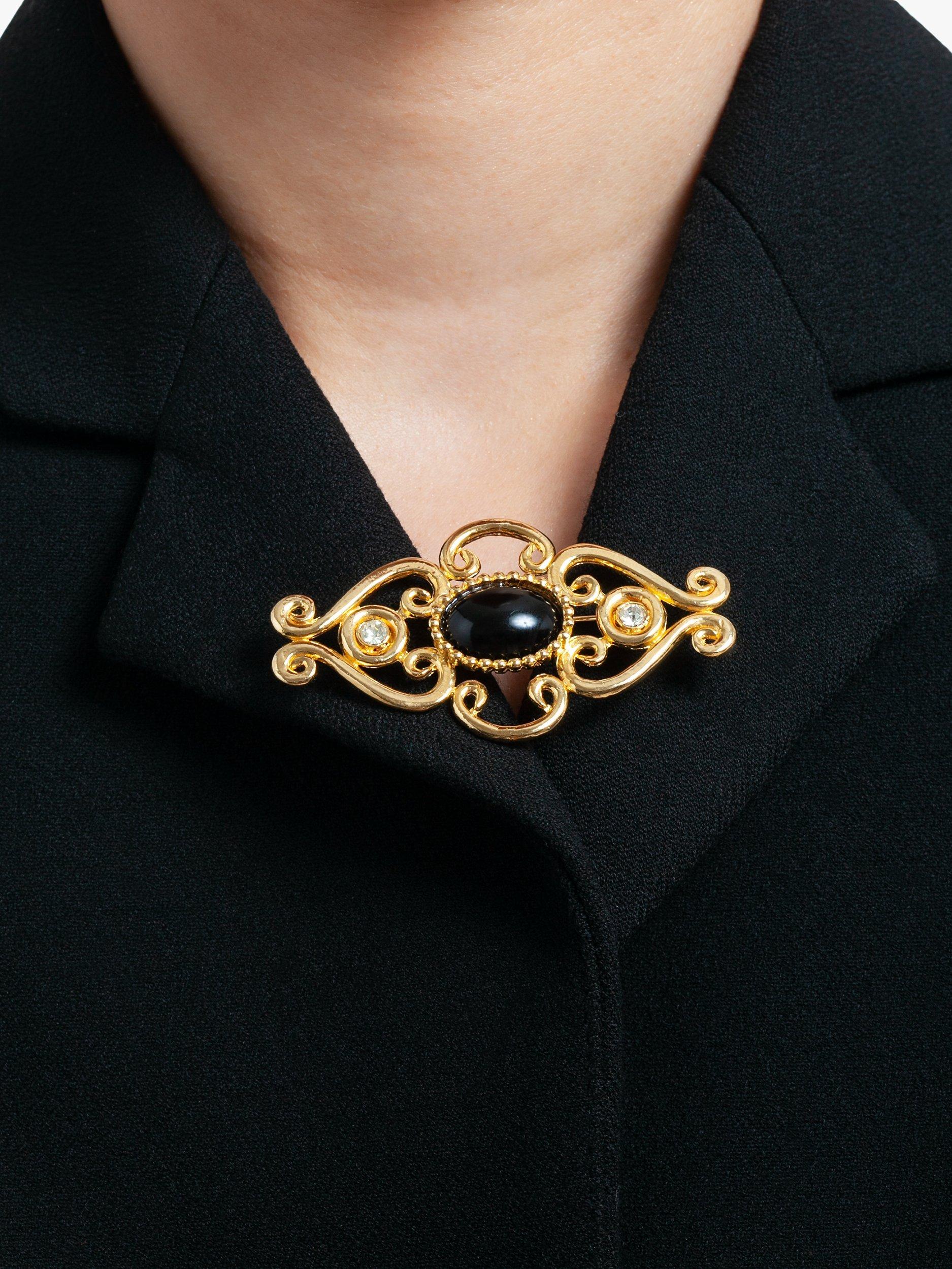 Product image 3 of 3, which shows Susan Caplan Pre-Loved Victorian Revival Swarovski Crystal Scroll Brooch, Dated Circa 1980s