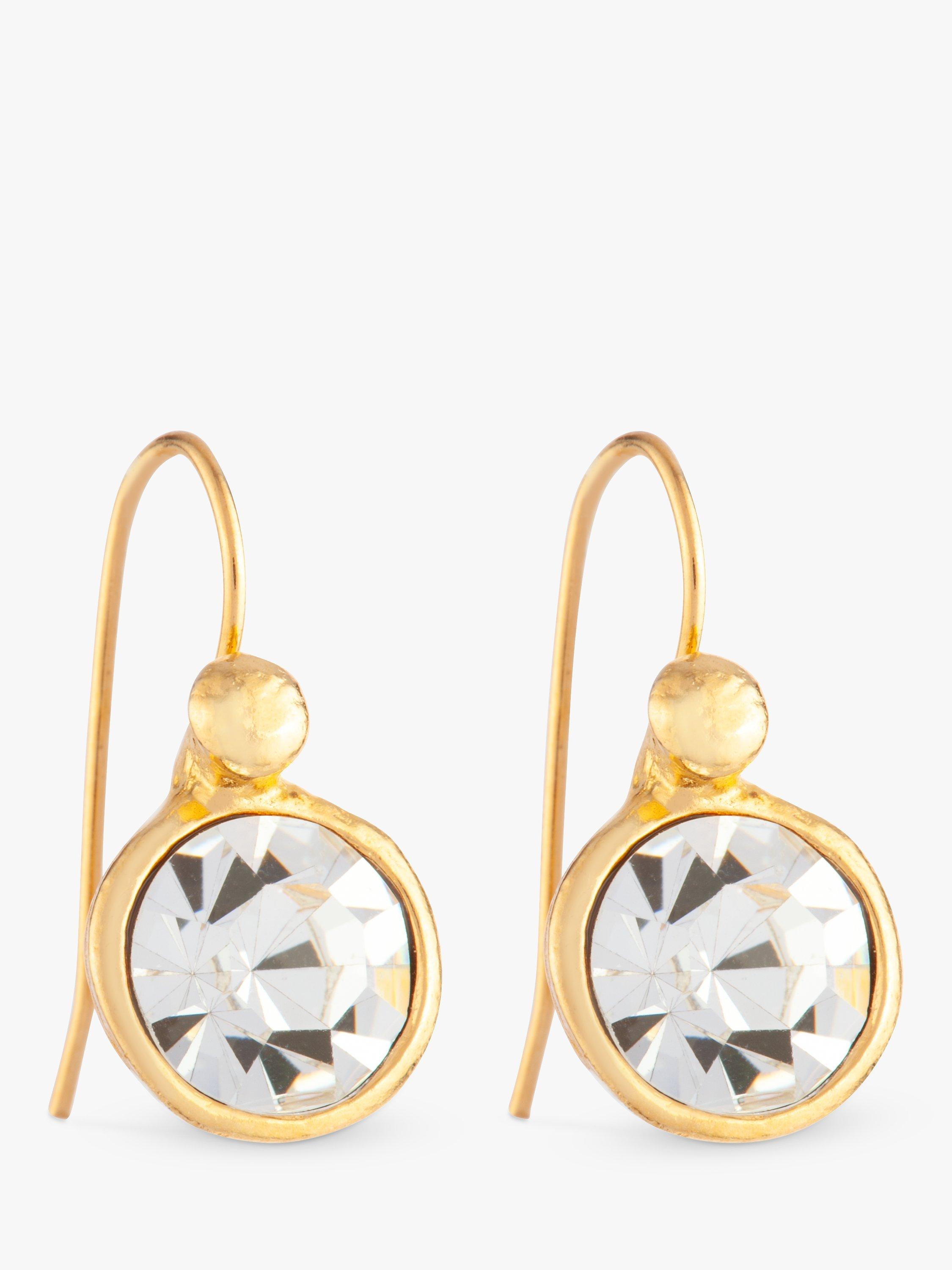 Product image 1 of 3, which shows Susan Caplan Pre-Loved Gold Plated Swarovski Crystal Round Drop Earrings, Dated Circa 1990s, Gold