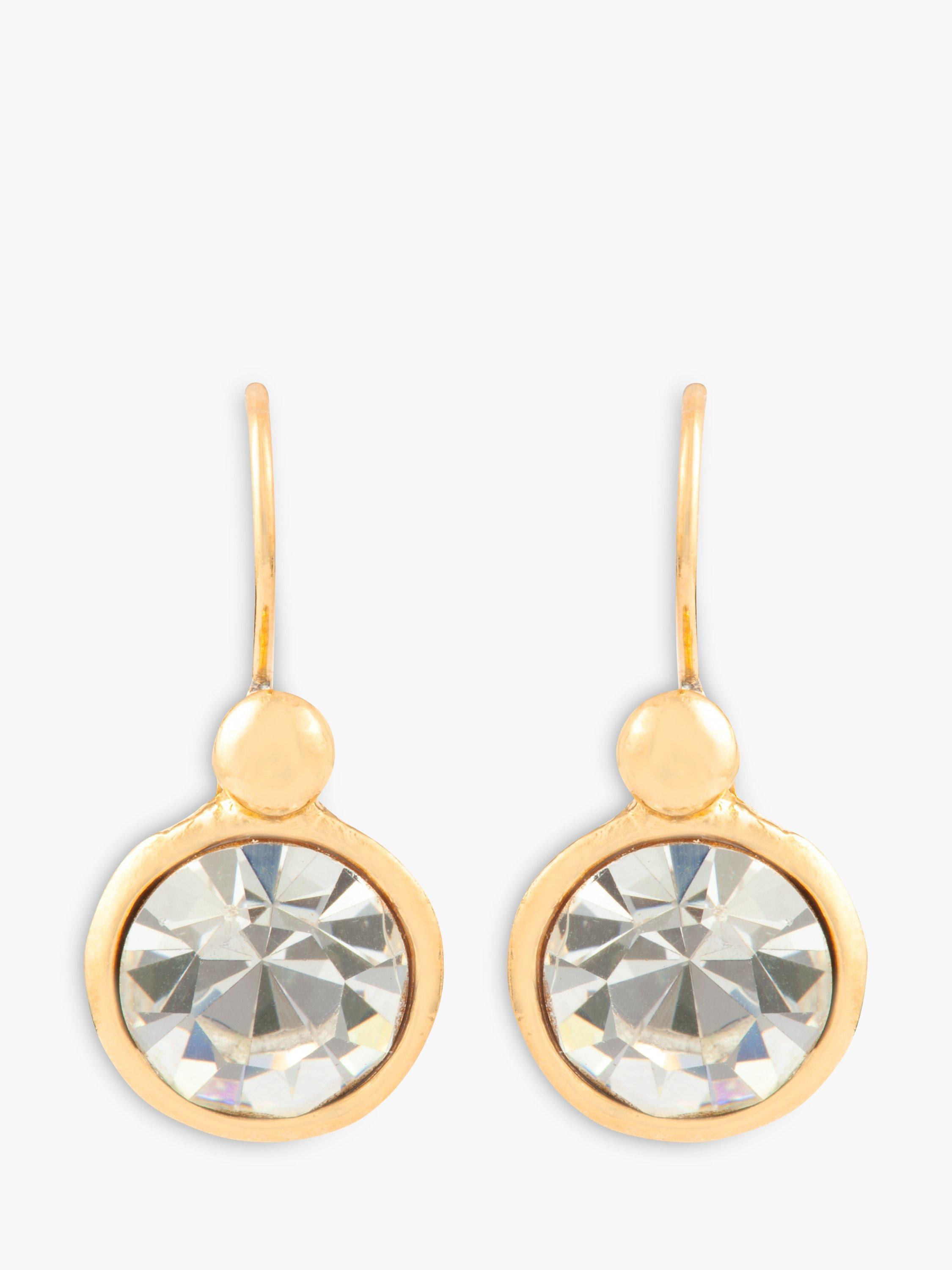 Product image 2 of 3, which shows Susan Caplan Pre-Loved Gold Plated Swarovski Crystal Round Drop Earrings, Dated Circa 1990s, Gold