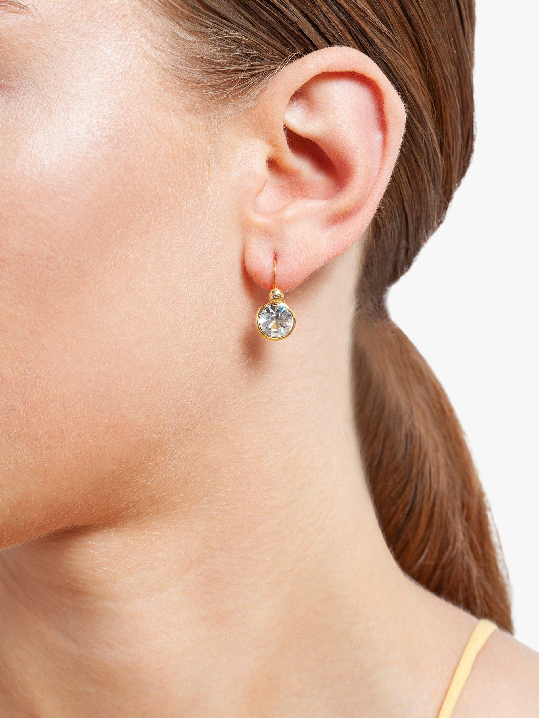 Product image 3 of 3, which shows Susan Caplan Pre-Loved Gold Plated Swarovski Crystal Round Drop Earrings, Dated Circa 1990s, Gold