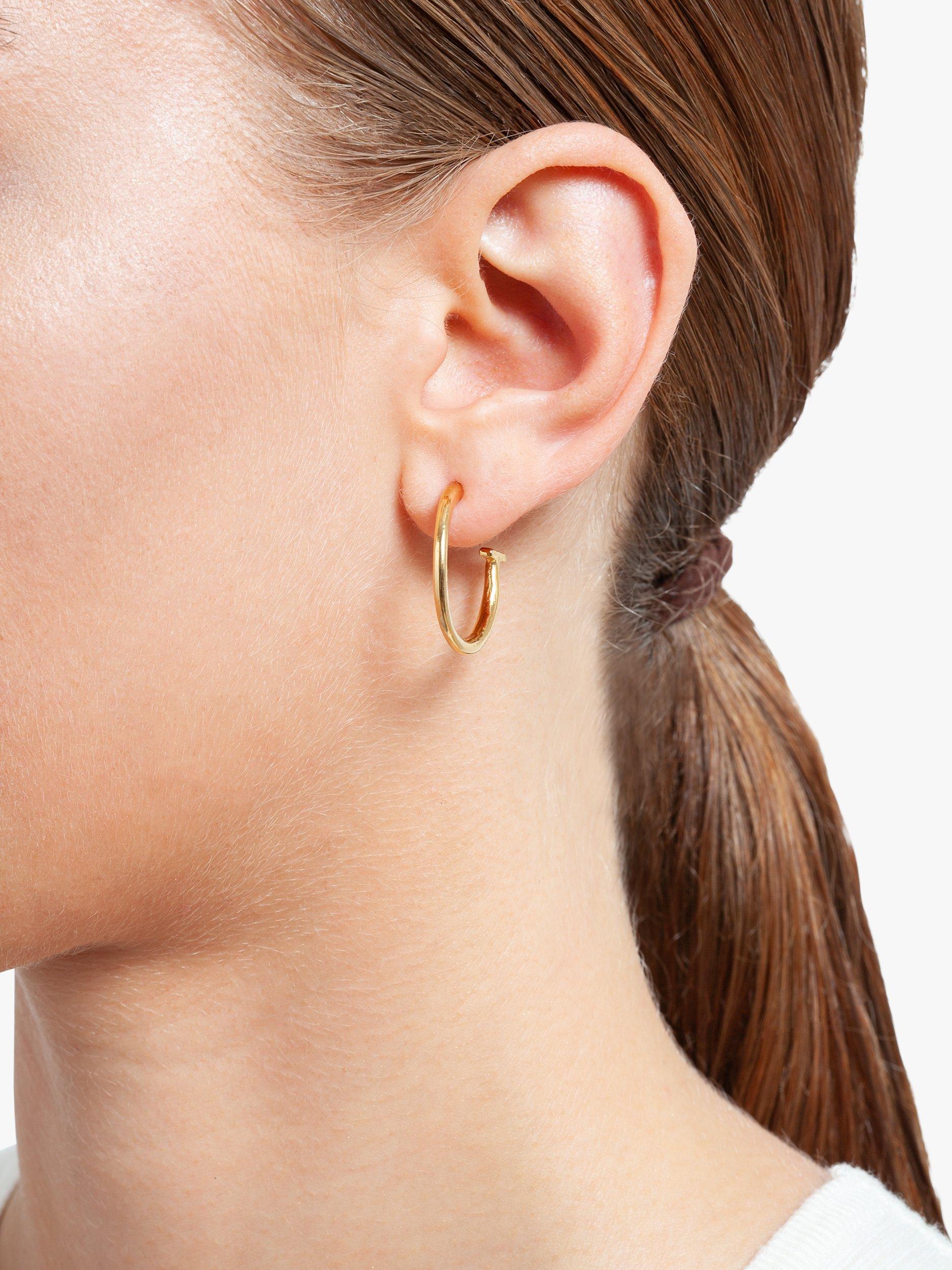 Product image 4 of 4, which shows Susan Caplan Pre-Loved Gold Plated Faux Pearl Charm Hoop Earrings, Dated Circa 1990s, Gold