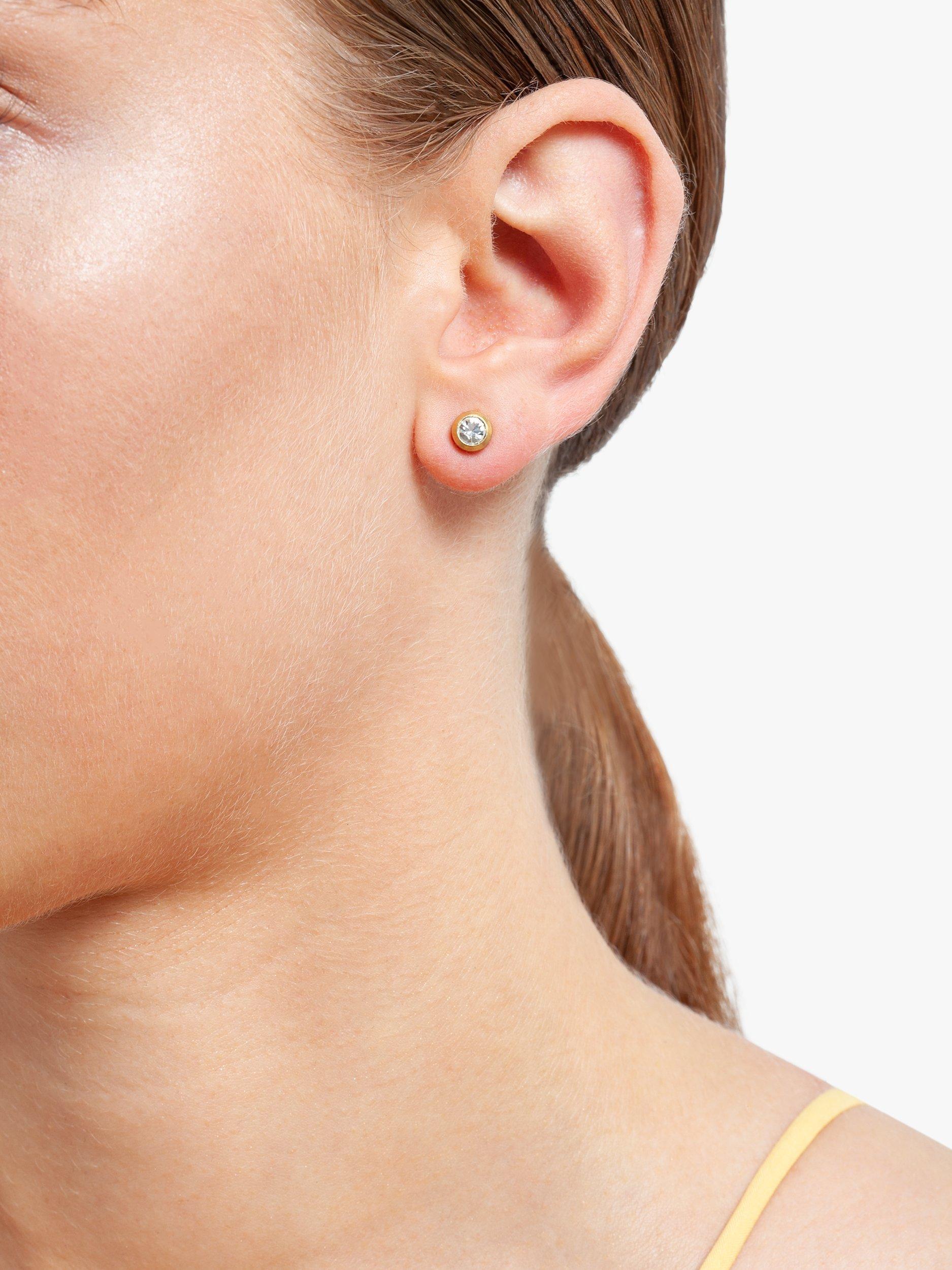 Product image 2 of 2, which shows Susan Caplan Pre-Loved Rediscovered Collection Plated Swarovski Crystal Stud Earrings, Dated Circa 1980s, Gold/Clear
