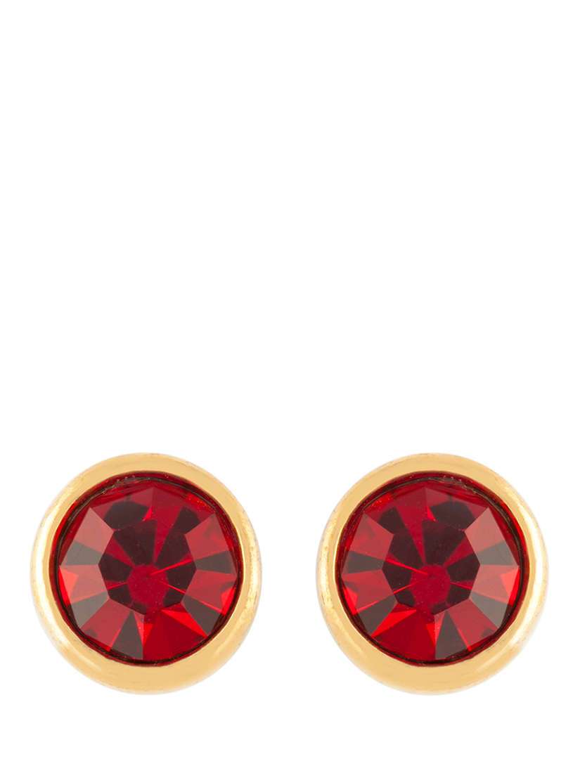 Product image 1 of 2, which shows Susan Caplan Pre-Loved Rediscovered Collection Gold Plated Swarovski Crystal Stud Earrings, Dated Circa 1980s, Gold/Red