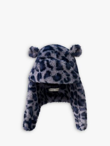 Small Stuff Kids' Leopard Faux Fur Deerstalker Hat, Grey, 
