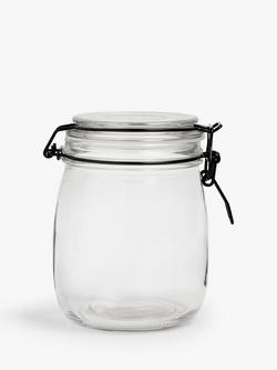 John Lewis Clip-Top Glass Storage Jar, 750ml, Black/Clear, Black/Clear