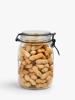 John Lewis Clip-Top Glass Storage Jar, 1L, Black/Clear - view 2, Black/Clear