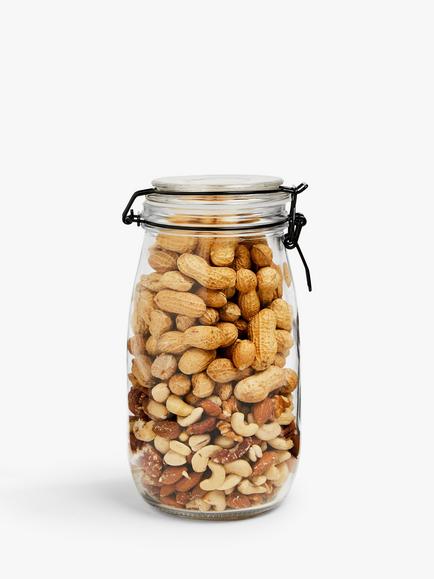John Lewis Clip-Top Glass Storage Jar, 2.2L, Black/Clear - view 2, Black/Clear
