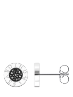 THOMAS SABO Cubic Zirconia Logo Stud Earrings, Silver/Black, Silver/Black