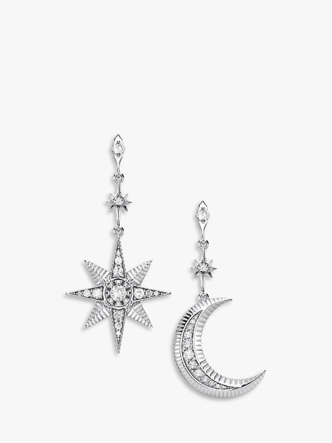 Product image 1 of 3, which shows THOMAS SABO Magical Boho Moon & Stars Drop Earrings, Silver