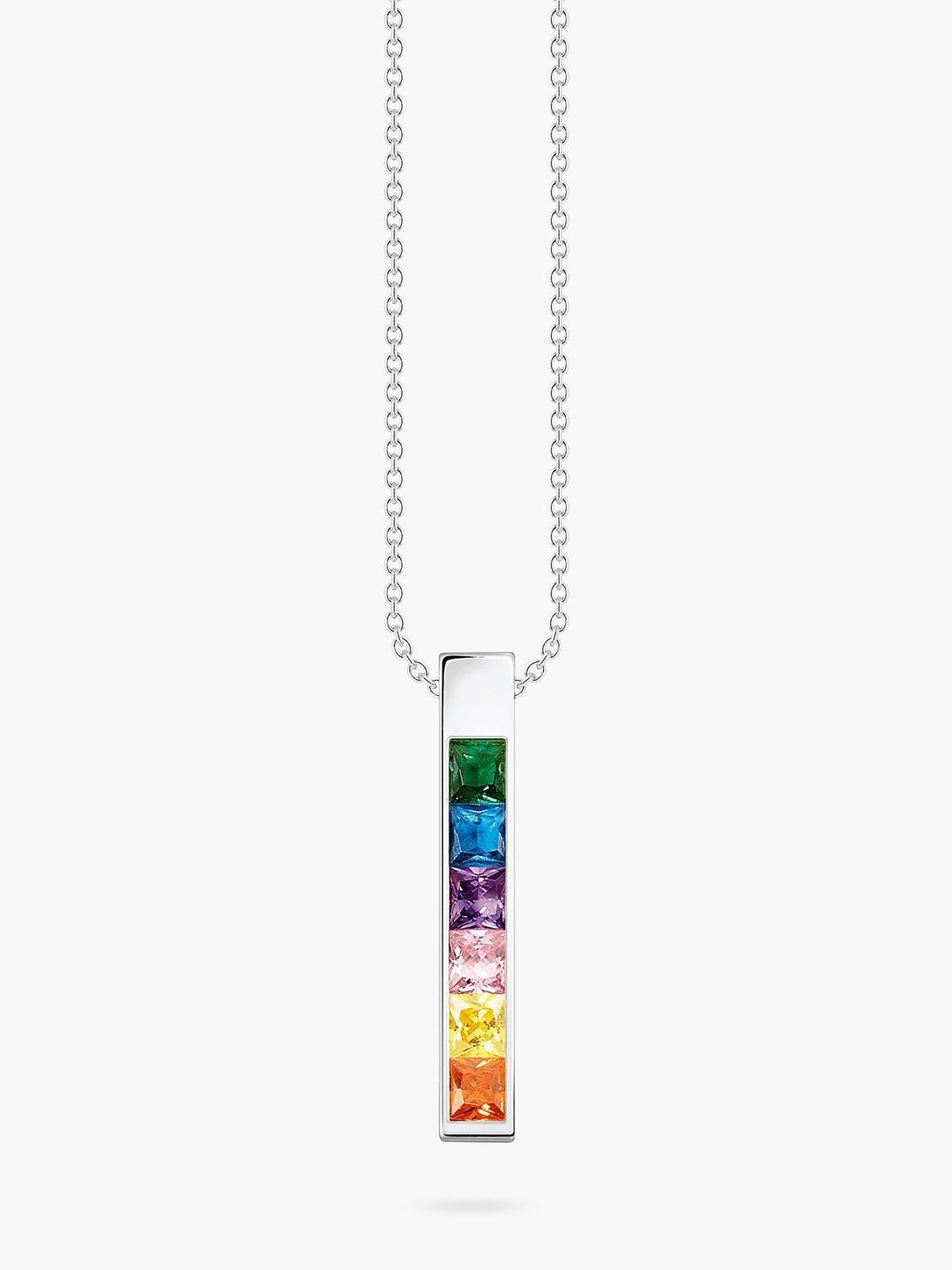 Product image 1 of 4, which shows THOMAS SABO Rainbow Gems Pendant Necklace, Silver/Multi