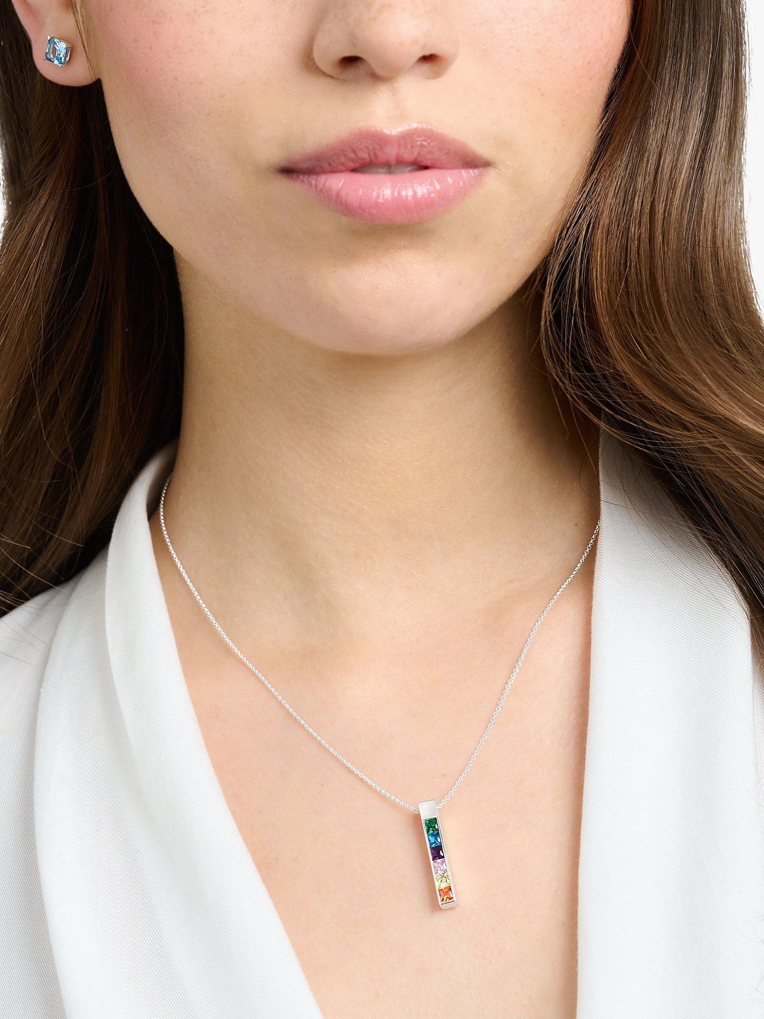 Product image 3 of 4, which shows THOMAS SABO Rainbow Gems Pendant Necklace, Silver/Multi