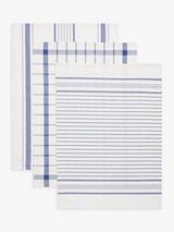 John Lewis Stripe & Check Tea Towels, Pack of 3
