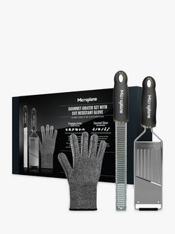 Microplane Gourmet Grater Set withCut-Resistant Glove, Black