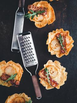 Microplane Master Series Wood Handle Zester and Extra Coarse Grater, Set of 2 - view 2, Natural/Silver