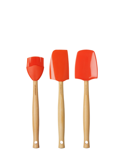 Le Creuset Silicone Utensil Tools, Set of 3, Orange Volcanic