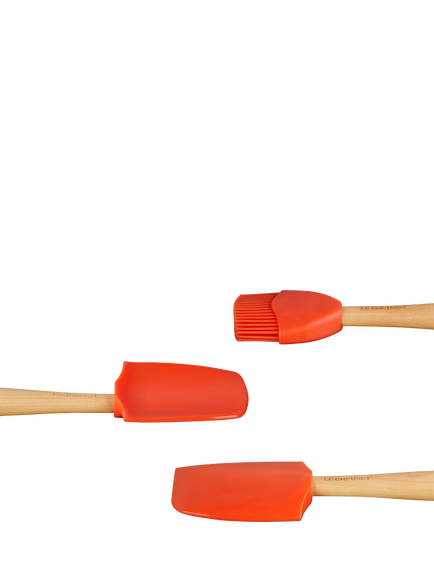 Le Creuset Silicone Utensil Tools, Set of 3 - view 2, Orange Volcanic