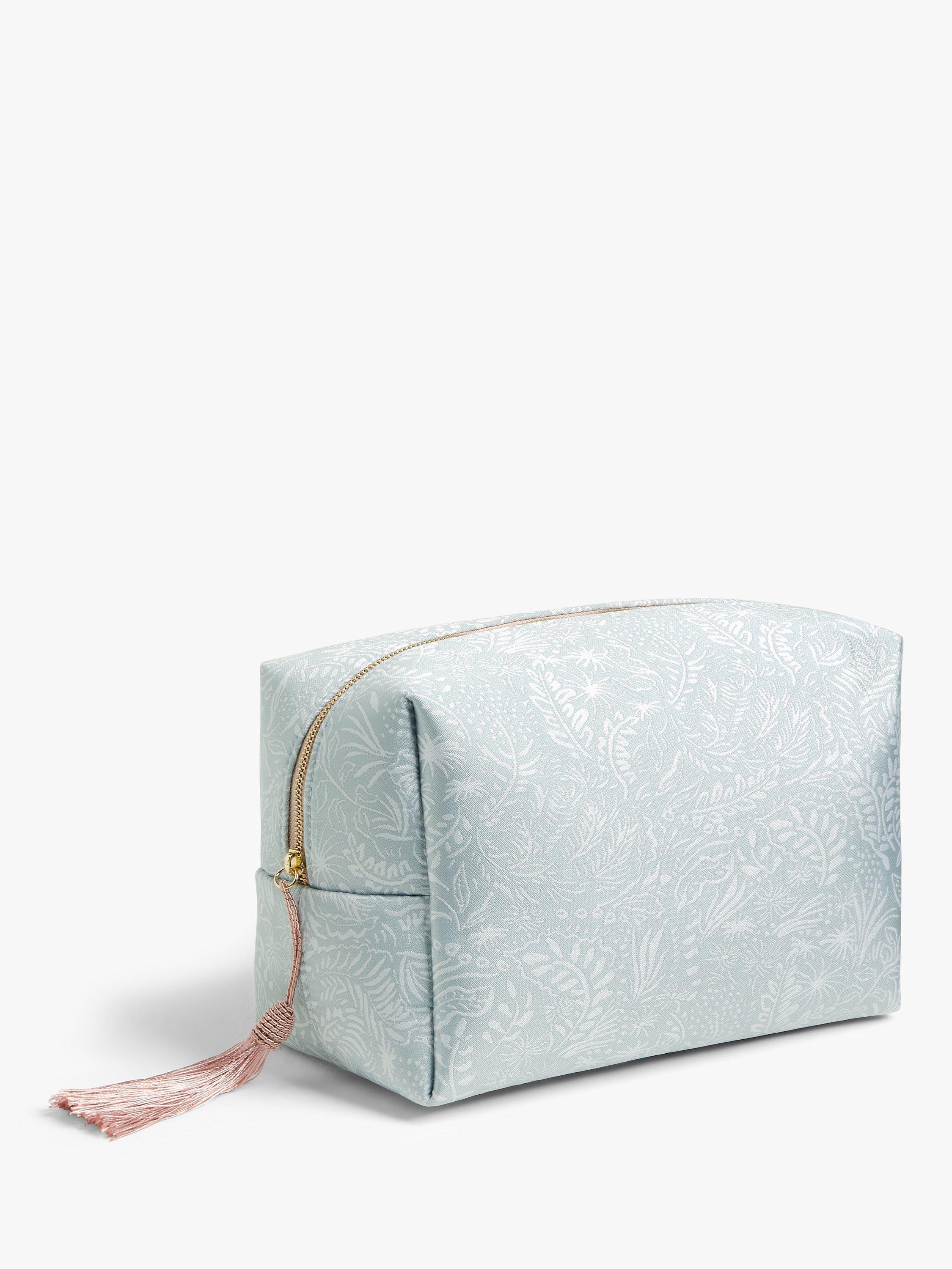 Product image 1 of 4, which shows John Lewis Leaf Print Make Up Bag, Light Blue, Large