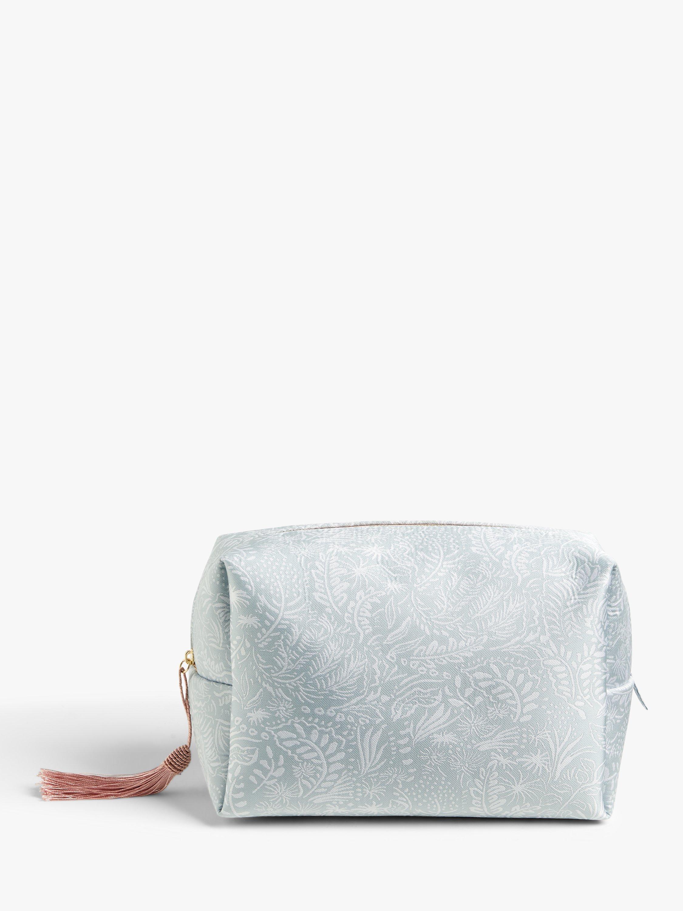 Product image 2 of 4, which shows John Lewis Leaf Print Make Up Bag, Light Blue, Large