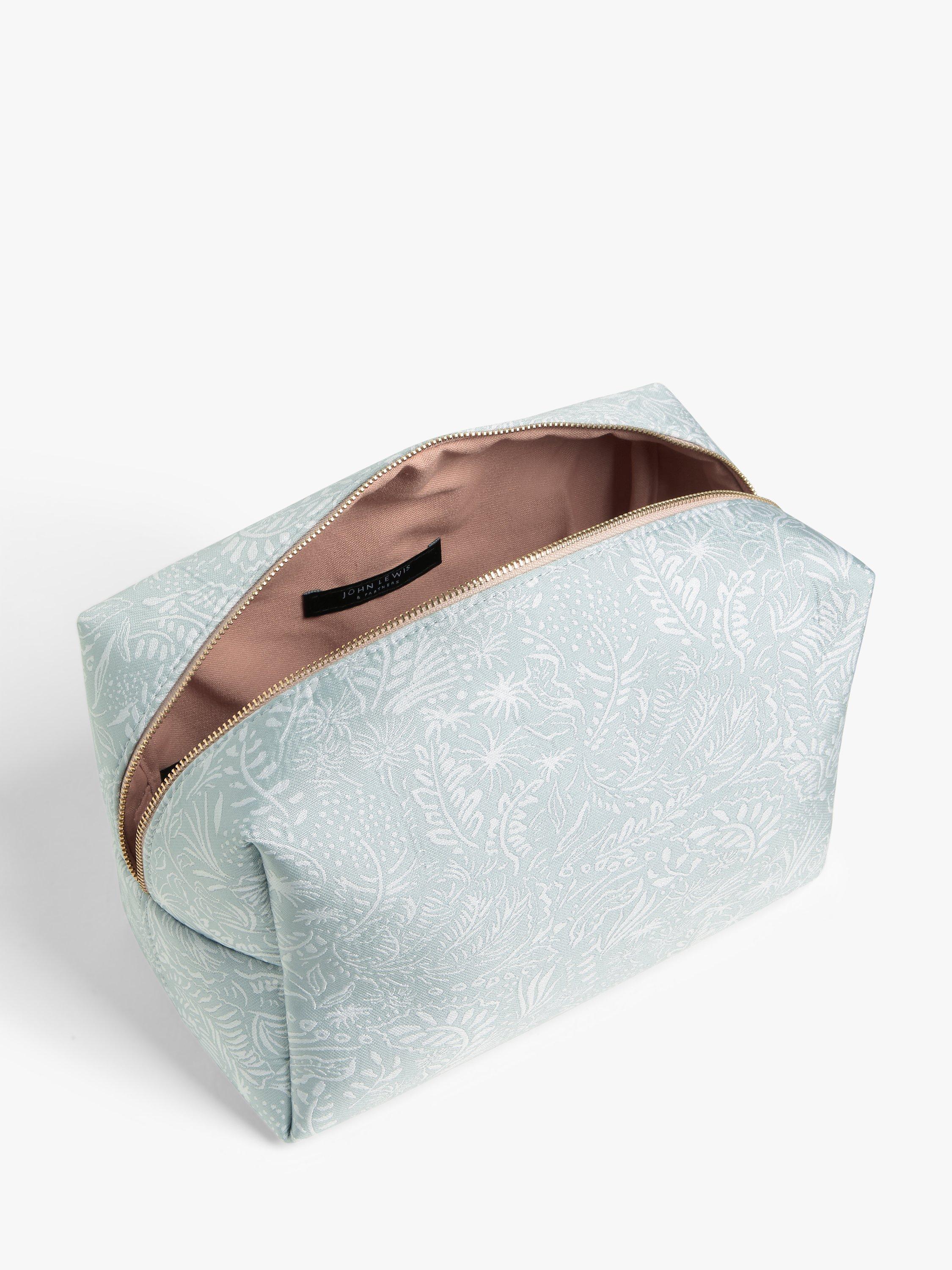 Product image 3 of 4, which shows John Lewis Leaf Print Make Up Bag, Light Blue, Large