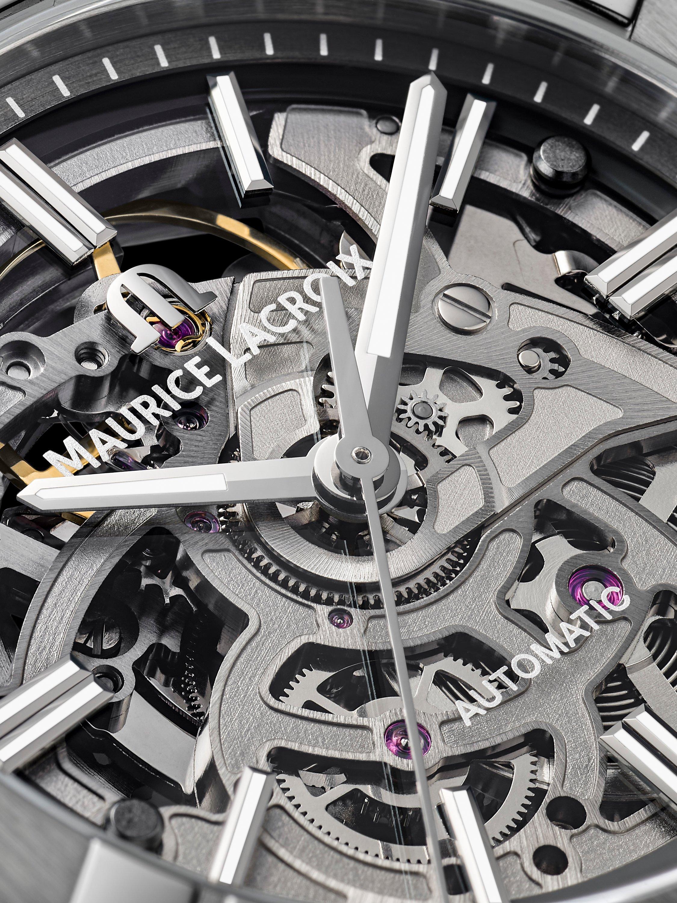Product image 2 of 3, which shows Maurice Lacroix AI6007-SS002-030-1 Men's Aikon Skeleton Automatic Bracelet Strap Watch, Silver