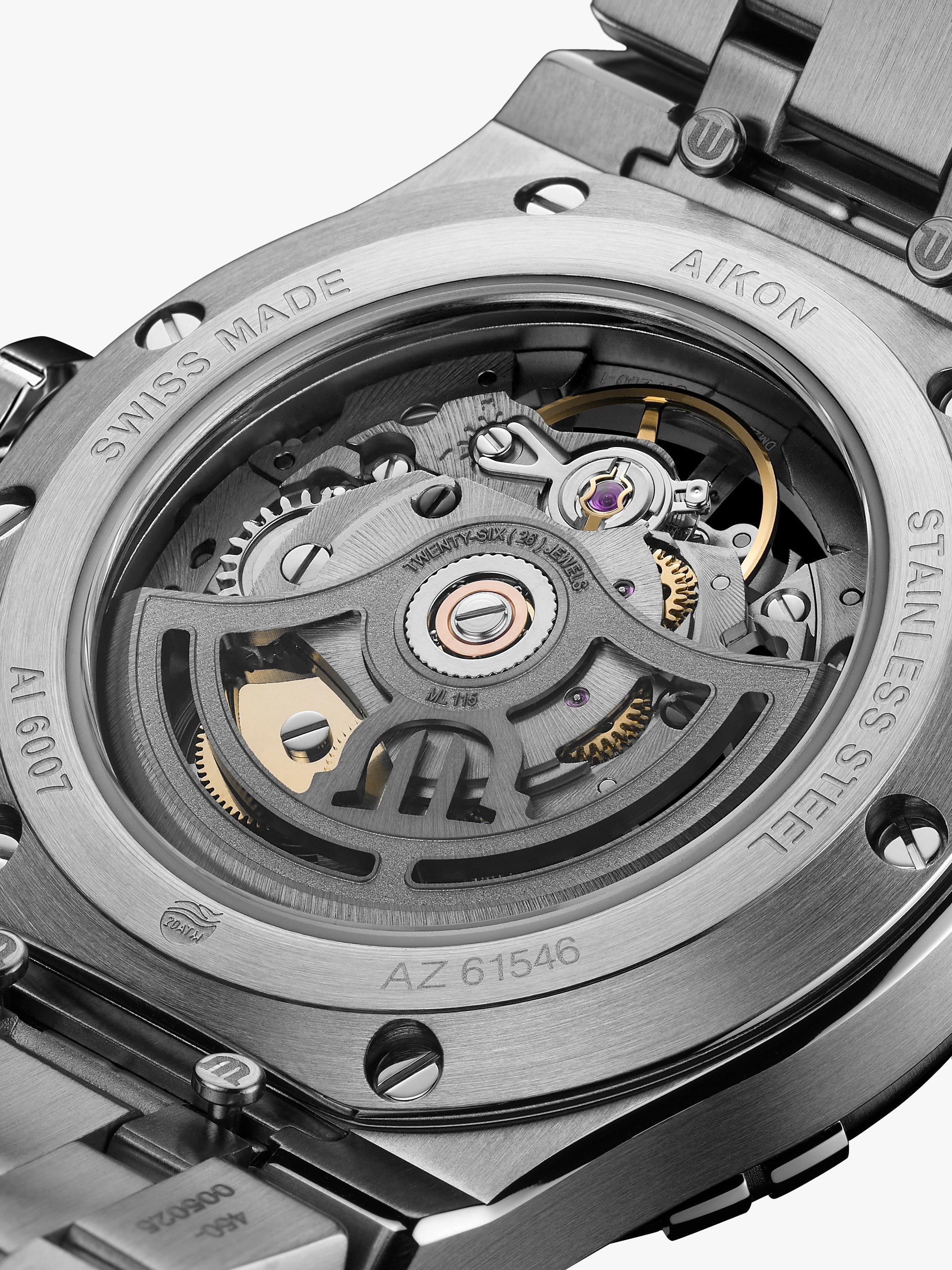 Product image 3 of 3, which shows Maurice Lacroix AI6007-SS002-030-1 Men's Aikon Skeleton Automatic Bracelet Strap Watch, Silver