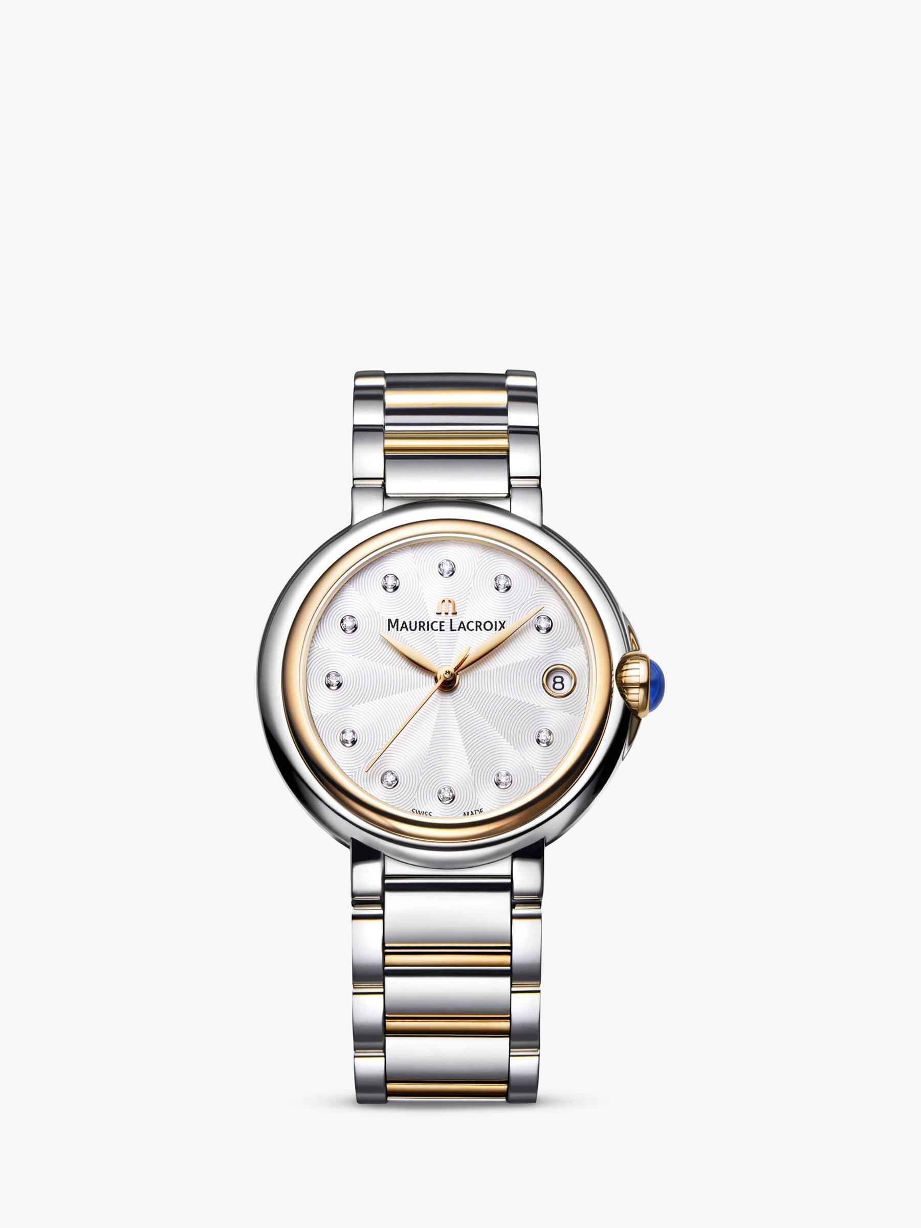 Maurice Lacroix FA1004-PVP13-150-1 Fiaba Diamond Date Bracelet Strap Watch, Multi/White