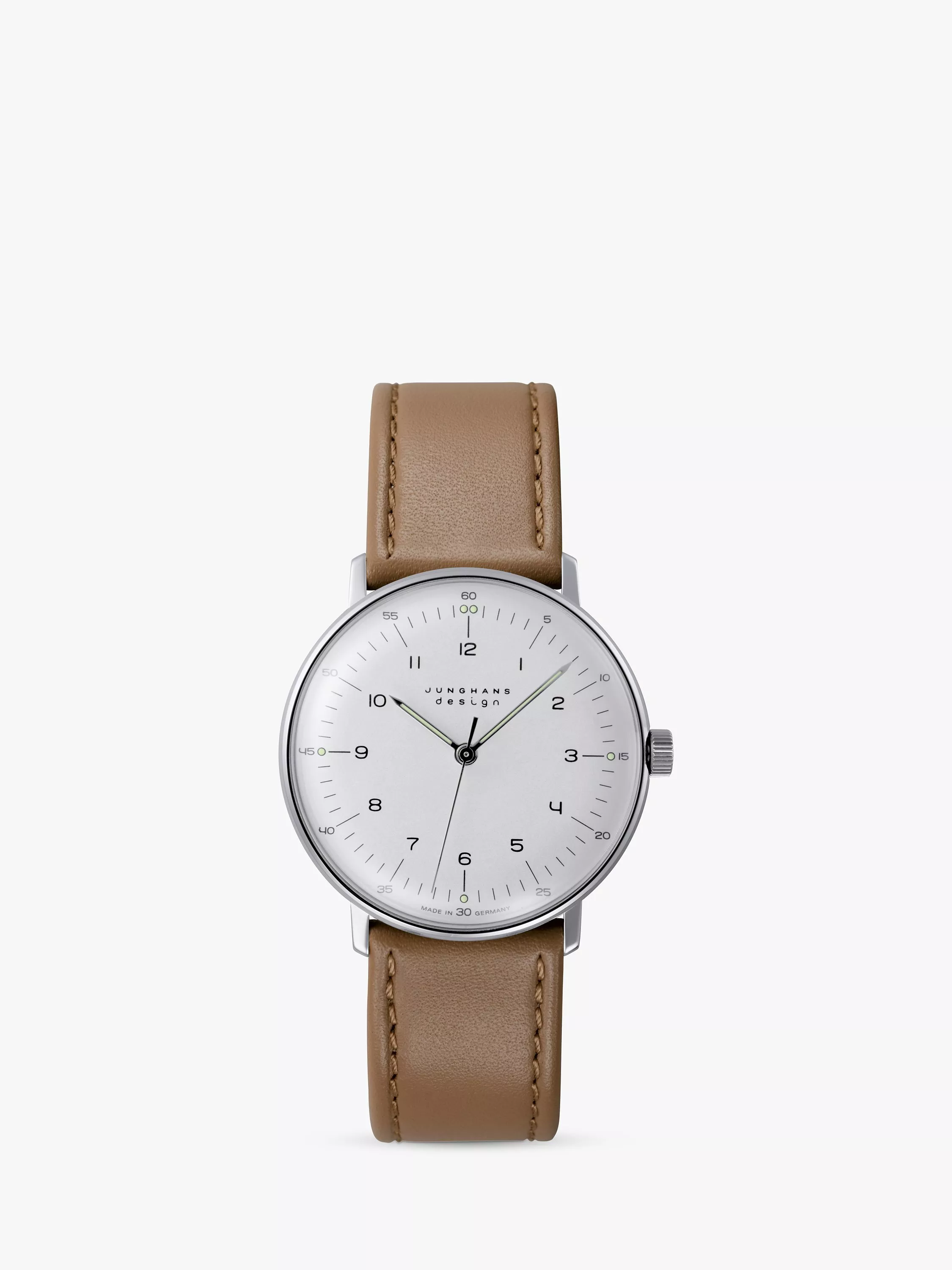 Junghans 27 3701.02 Unisex Max Bill Automatic Leather Strap Watch Beige White