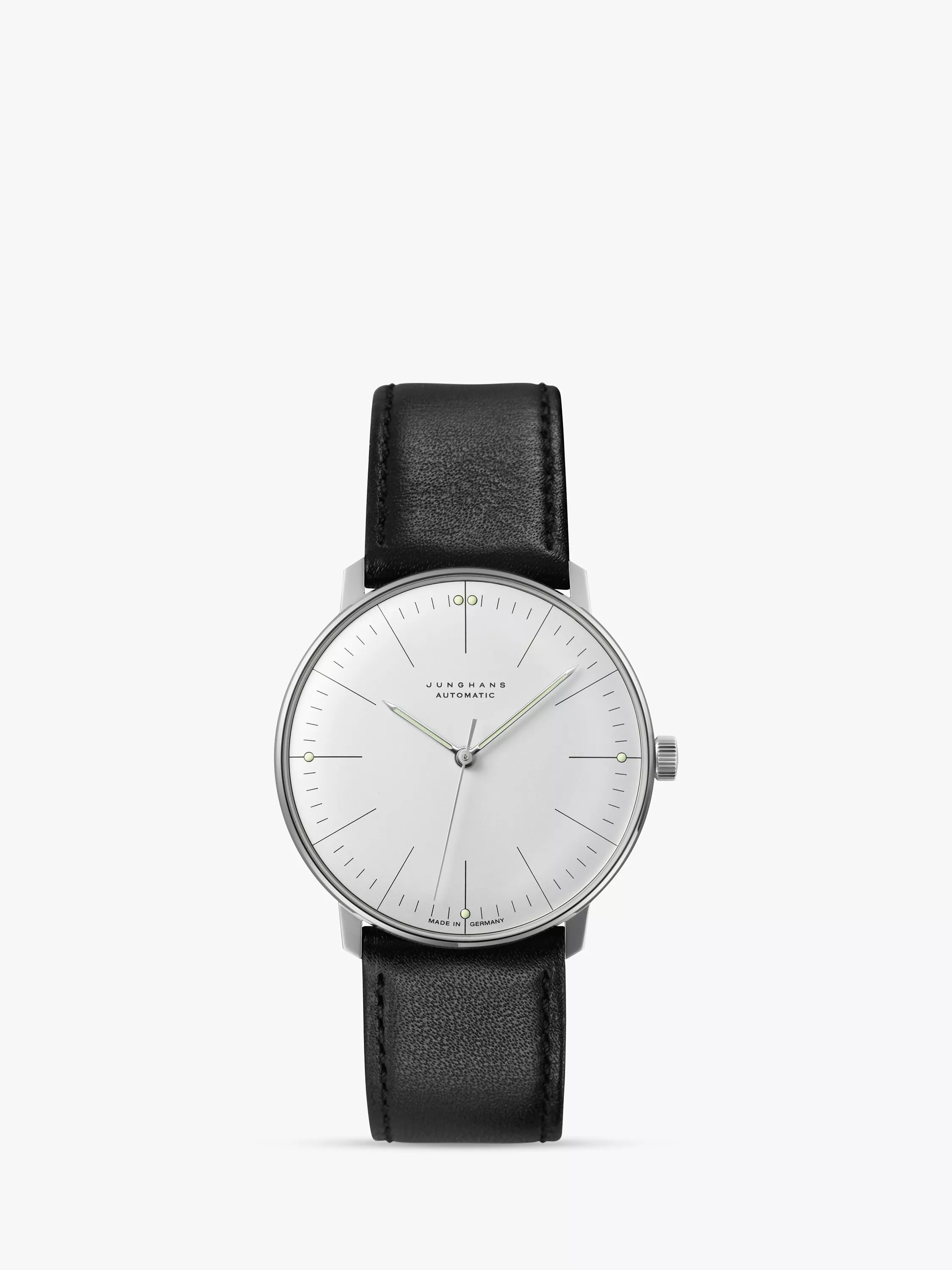 Junghans 27 3501.02 Unisex Max Bill Automatic Leather Strap Watch Black White