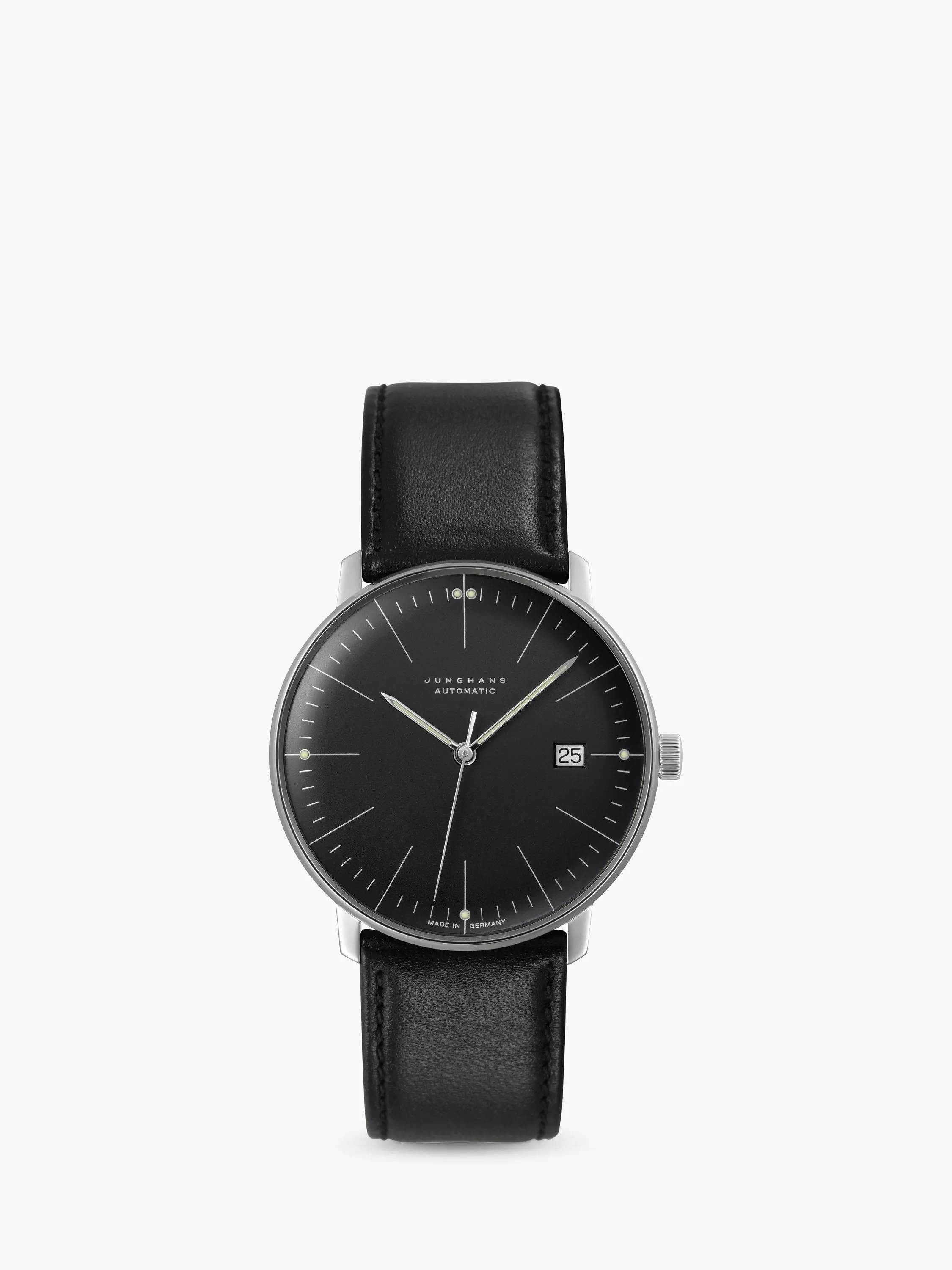 Junghans 27 4701.02 Unisex Max Bill Automatic Date Leather Strap Watch Black