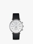 Junghans 041/4771.00 Unisex Form Chronograph Date Leather Strap Watch, Black/White