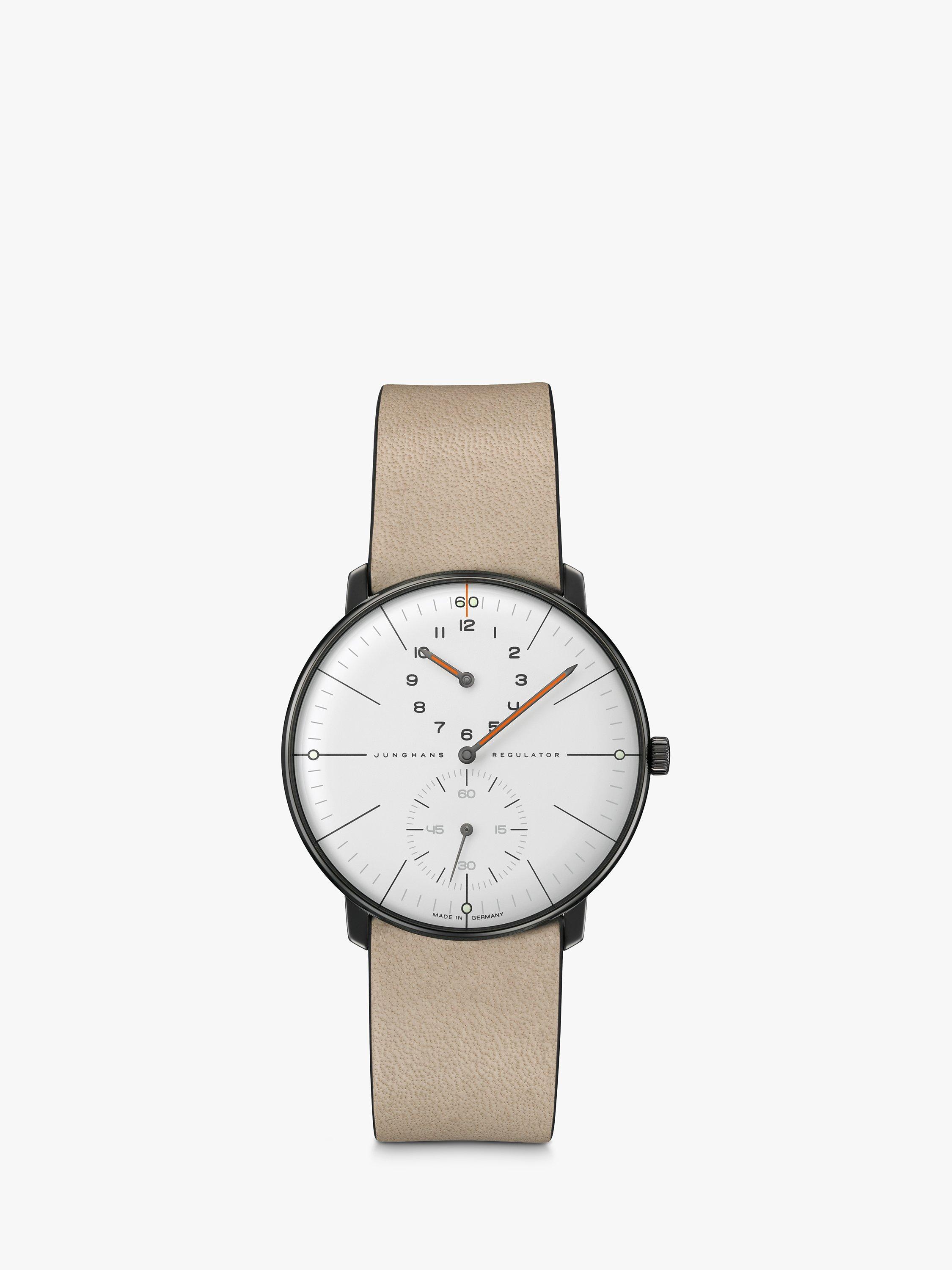 Junghans 27/3190.02 Unisex Limited Edition Max Bill Automatic Leather Strap Watch, Neutral/White