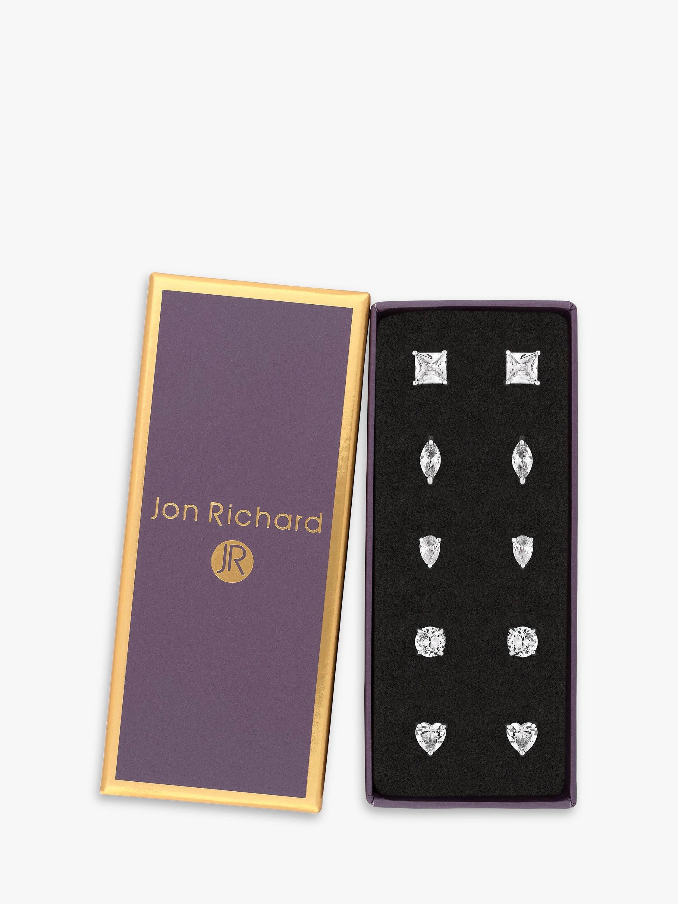 Jon Richard Cubic Zirconia Stud Earrings Gift Set, Silver